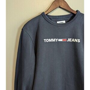 Tommy Hilfiger Tommy Jeans Sweatshirt Womens Small Blue Crew Neck Pullover Logo